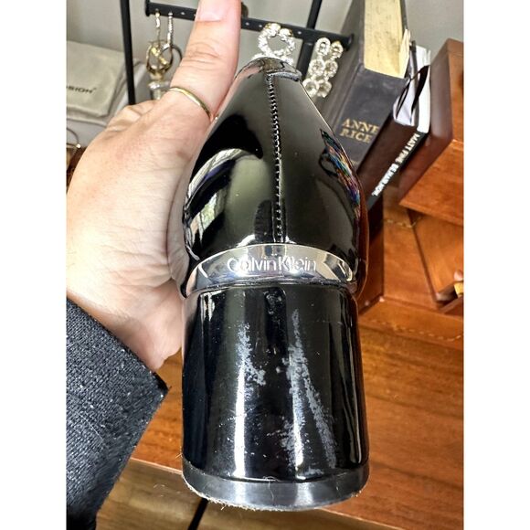 Calvin Klein Women's Black Marlay Mary Jane Block Pump with silver detail - Picture 3 of 6